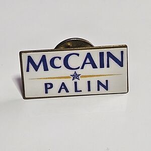 McCain Palin Presidential Election Hat / Lapel Pin Gold Tone